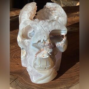 5in Unique | Rare Druzy Agate Crystal Skull – Natural Quartz Geode Skull